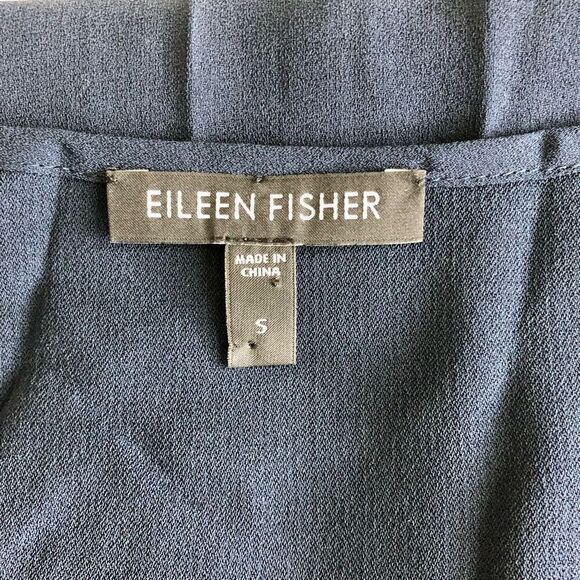 Vintage Eileen Fisher Navy Pleated Silk Midi Tank Dress - Picture 6 of 11